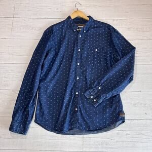 Billabong Collection Shirt Mens Size XL Indigo Blue Paisley Cotton Long Sleeve